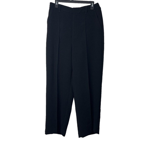 Madewell Tailored Straight Leg Pants Womens 8 Dress Trousers Black Crepe Classic - Picture 1 of 11